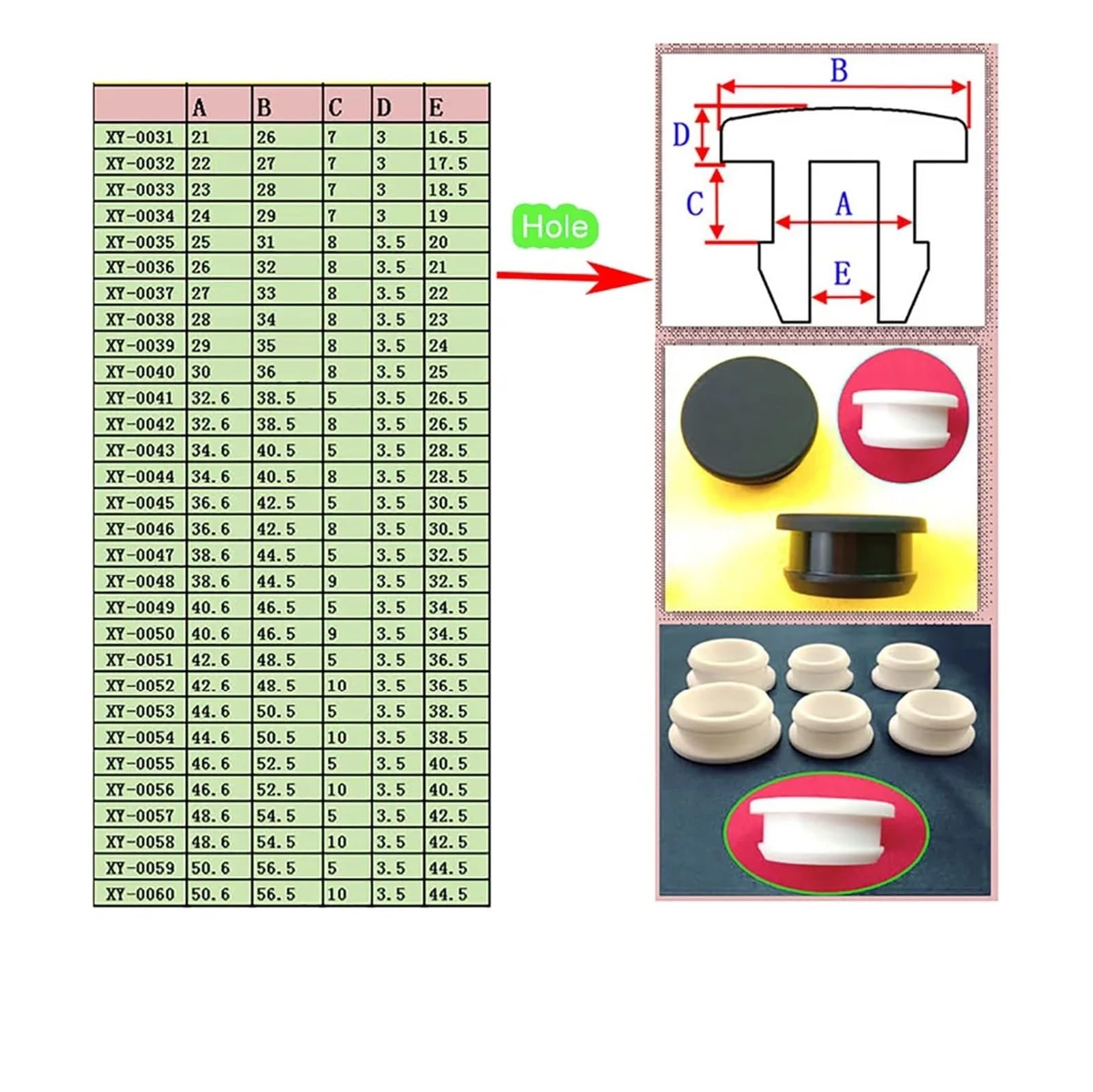 Tapa de orificio de goma de silicona, tapón en forma de T de alta temperatura de 5,5-30mm, sellado de junta a presión(100PCS-A 25MM)