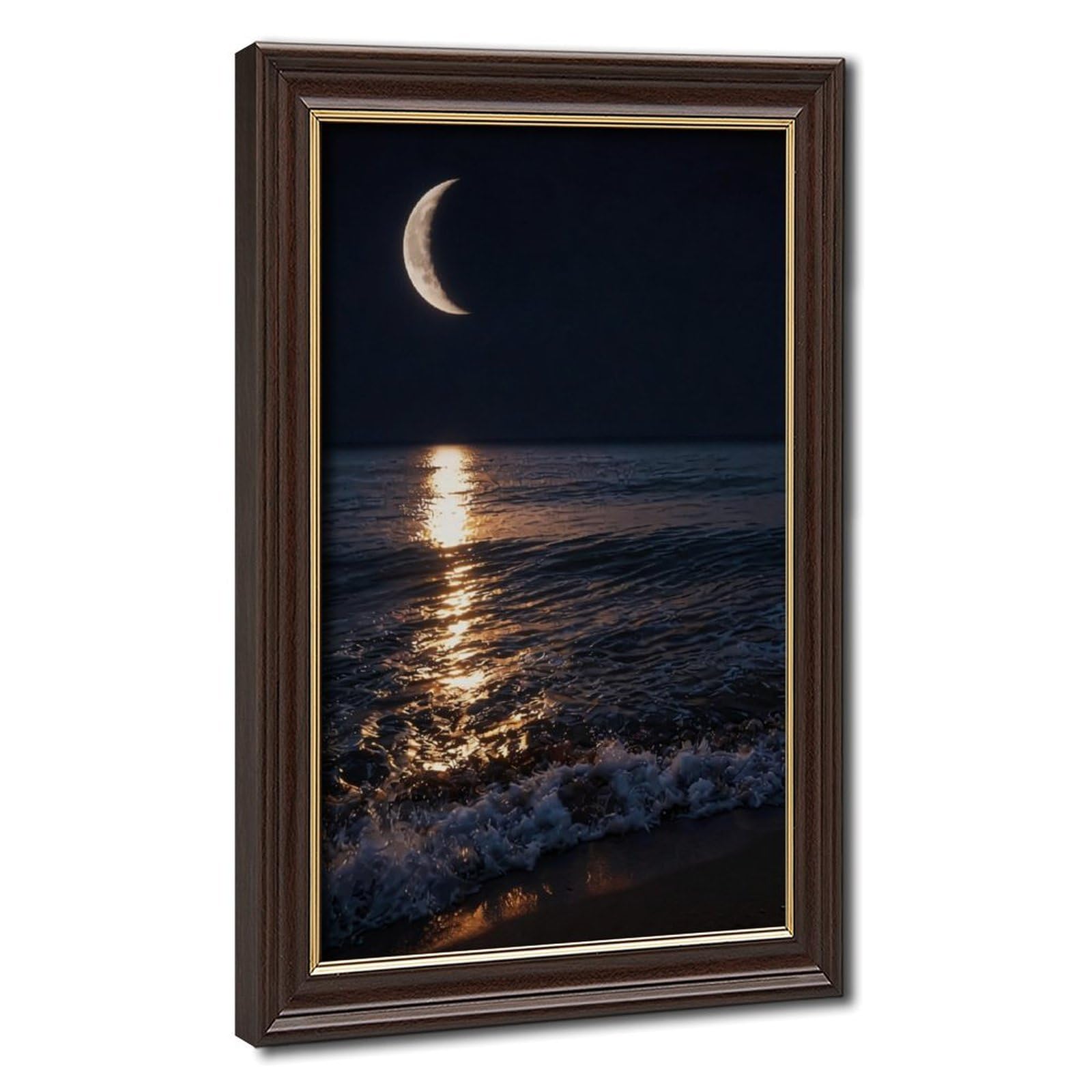 Bareronor Night Ocean And Moon Canvas Poster Bedroom Decor Landscape Office Room Decor Gift 24" L X 36" W