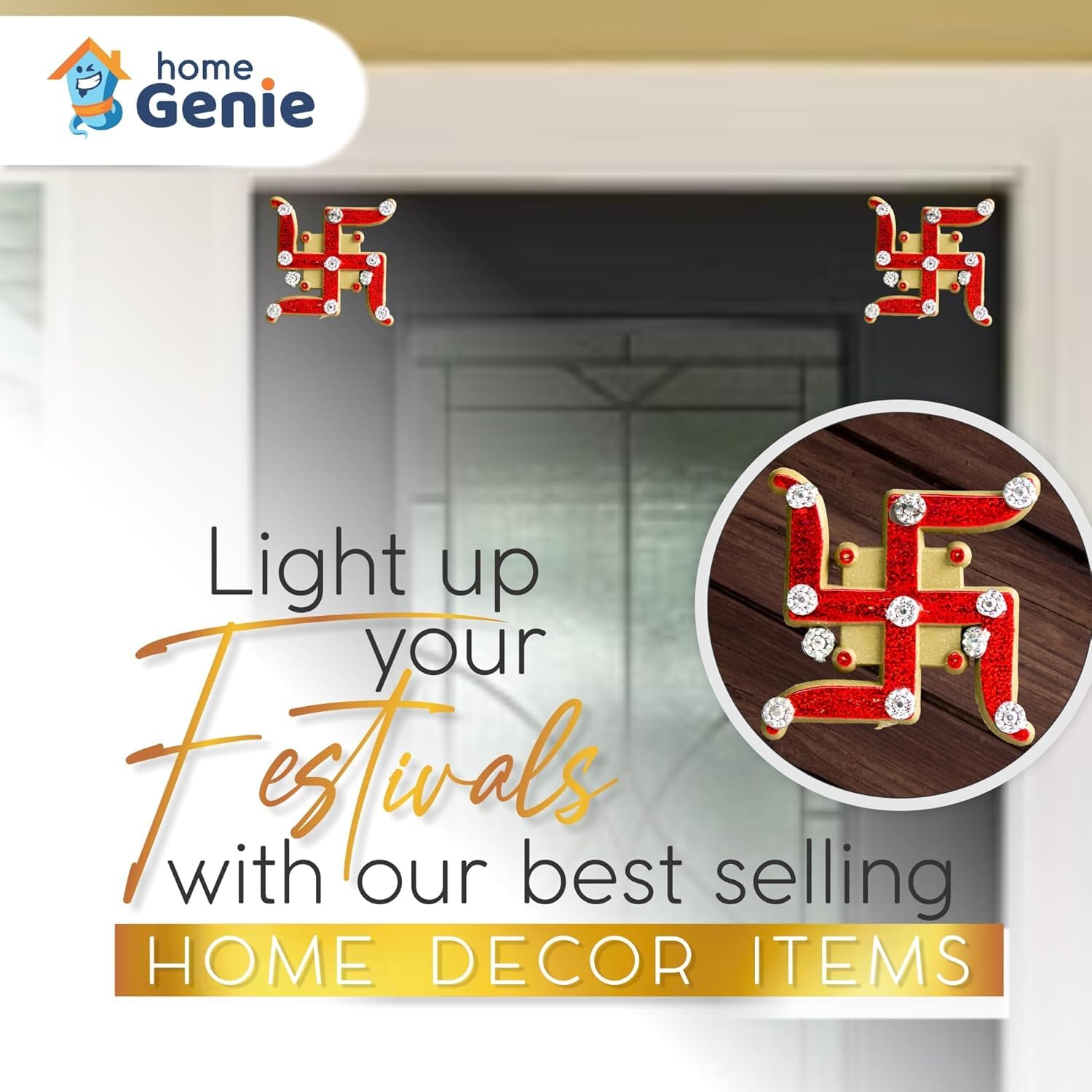 Home Genie Plastic Swastik Stickers for Home,Office and Temple Entrance, Multicolor, Pack of 5 - Image 4