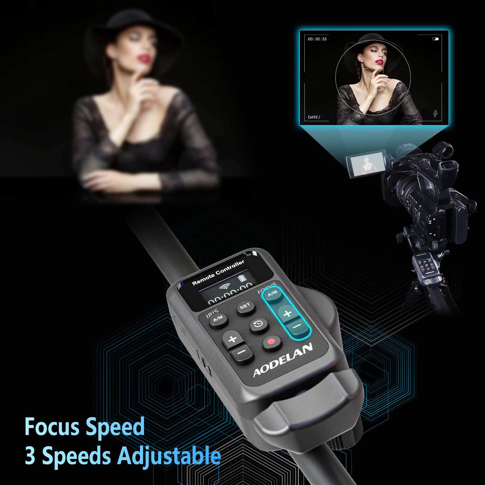 Contrôleur de Zoom sans Fil Sony Canon AODELAN pour Caméscope avec Câble Jack 2,5 mm Focus Iris