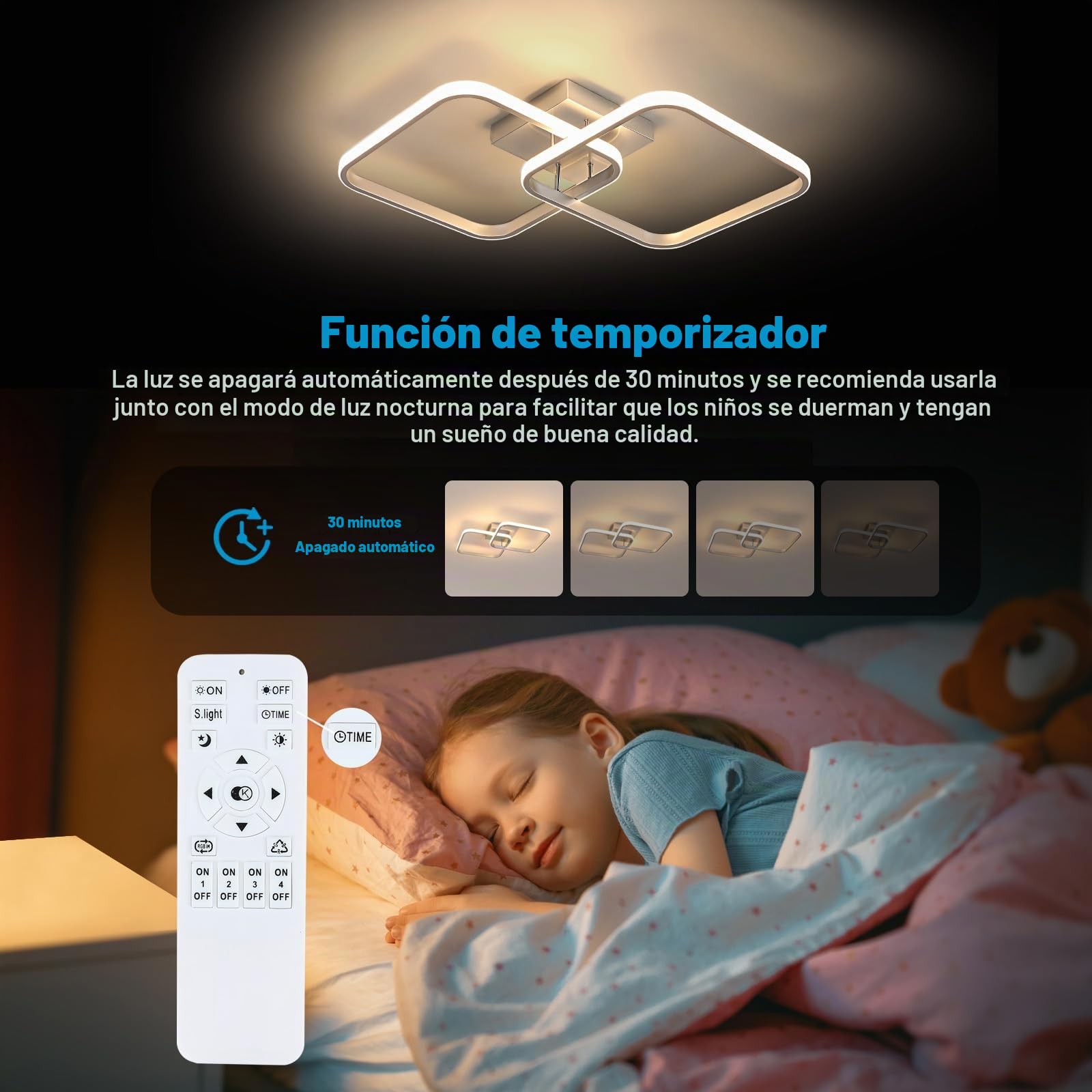 Osairous Lámpara de Techo Regulable 50W 5625LM, Plafon LED Techo con Mando a Distancia, 3000K-6500K, Luz de Techo LED Salon Plateado para Salón Dormitorio Cocina, 64CM