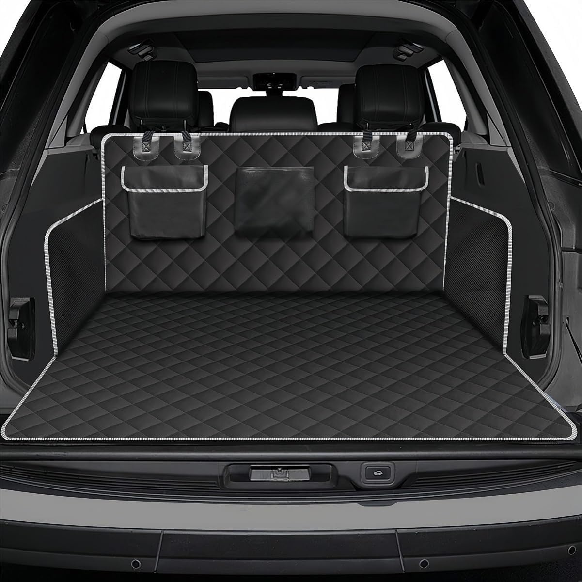 SUV Cargo Liner for Dogs for VW Touareg 2004-2010 2011-2024-pr, Durable Comfortable Boot Liner with Side Walls & Bumper Protector Pet Boot Protector Accessories,Black