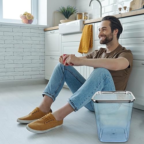 Miniatura 9 de STOBOK Cubo de basura cuadrado transparente grande para basura, contenedor decorativo de 1.5 litros para el hogar, oficina, baño, dormitorio, cocina