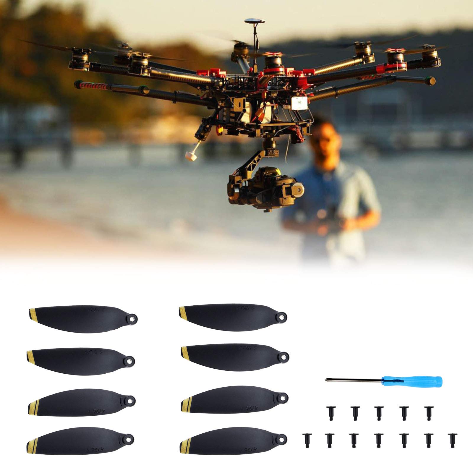 4 Paar Schnellspanner-Propeller Für DJI Mavic Mini 2 - Inkl. Schrauben & Schraubendreher, Geräuscharm, Silberne Streifen