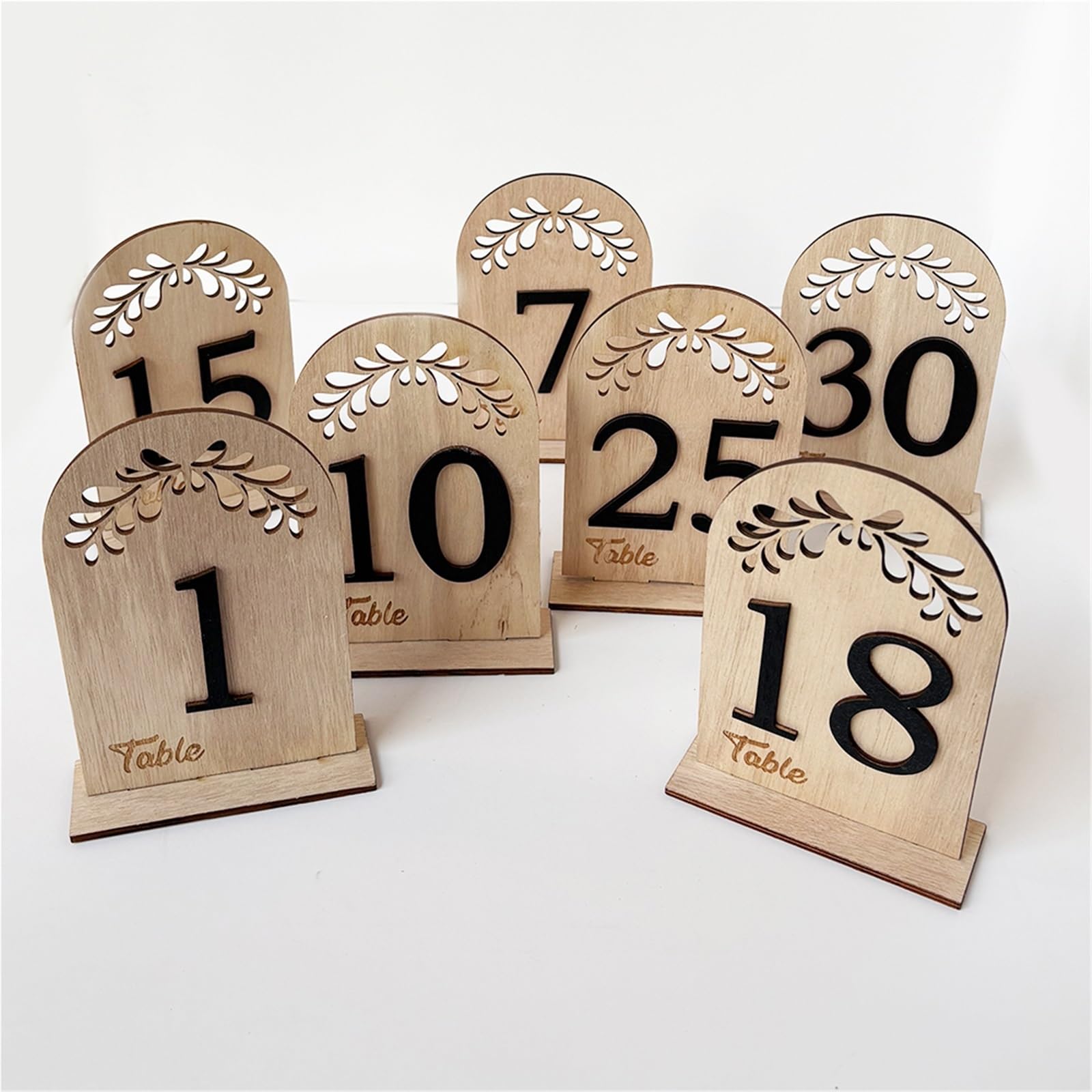 Genérico Portanúmeros de mesa Soporte de números mesa madera for boda, 1-30, con Base soporte for recepción , despedida soltera, banquete, decoración restaurante(Number 21-30)
