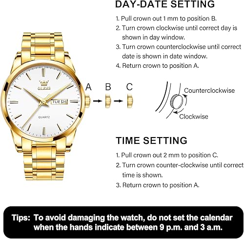 Miniatura 6 de OLEVS Reloj de lujo de acero inoxidable para hombre, reloj de cuarzo analógico de cara grande fácil de leer, reloj de pulsera para hombre, casual,