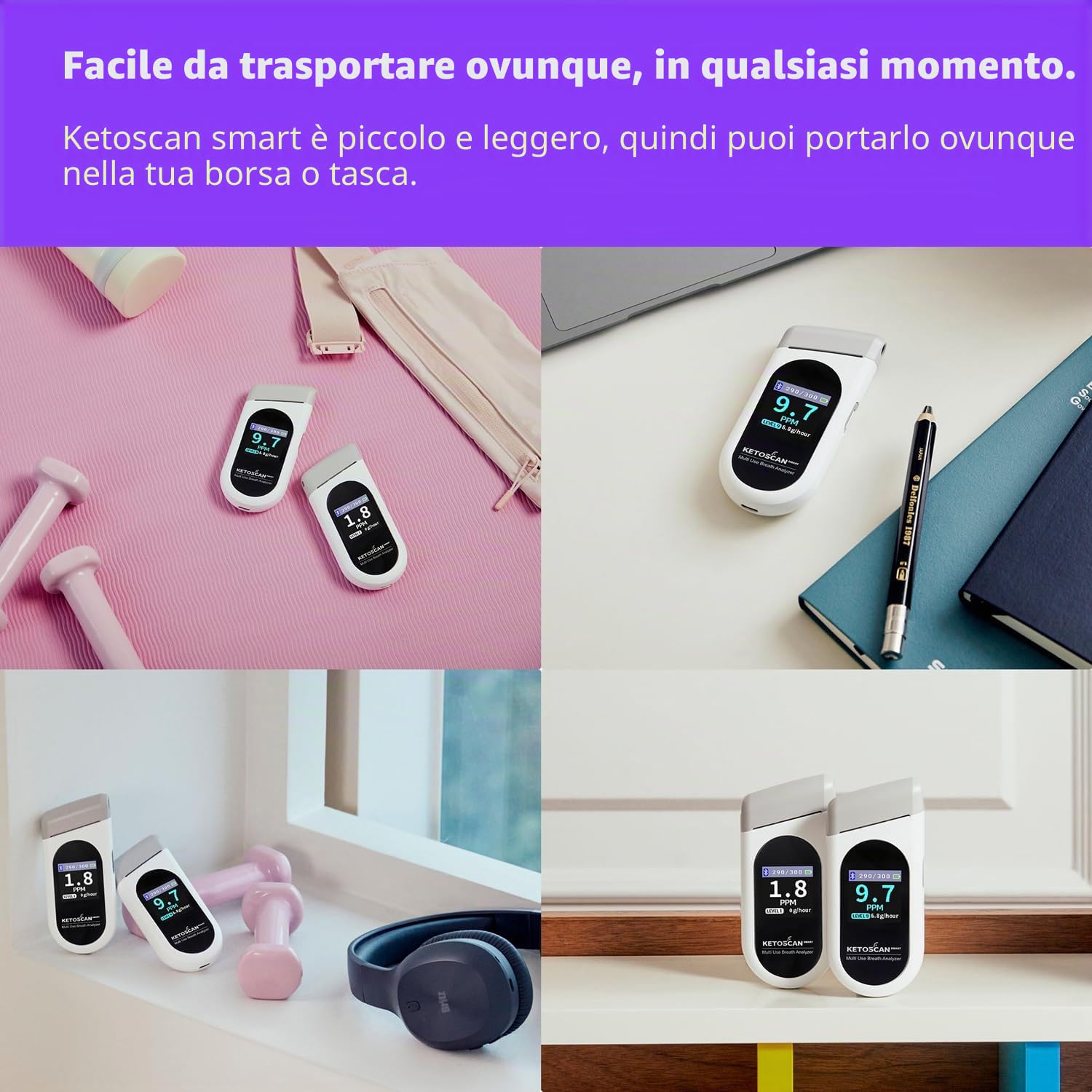 Misuratore di chetosi KETOSCAN MultiGenix - misura i chetoni nel respiro - dispositivo di test professionale per la dieta chetogenica e la dieta keto