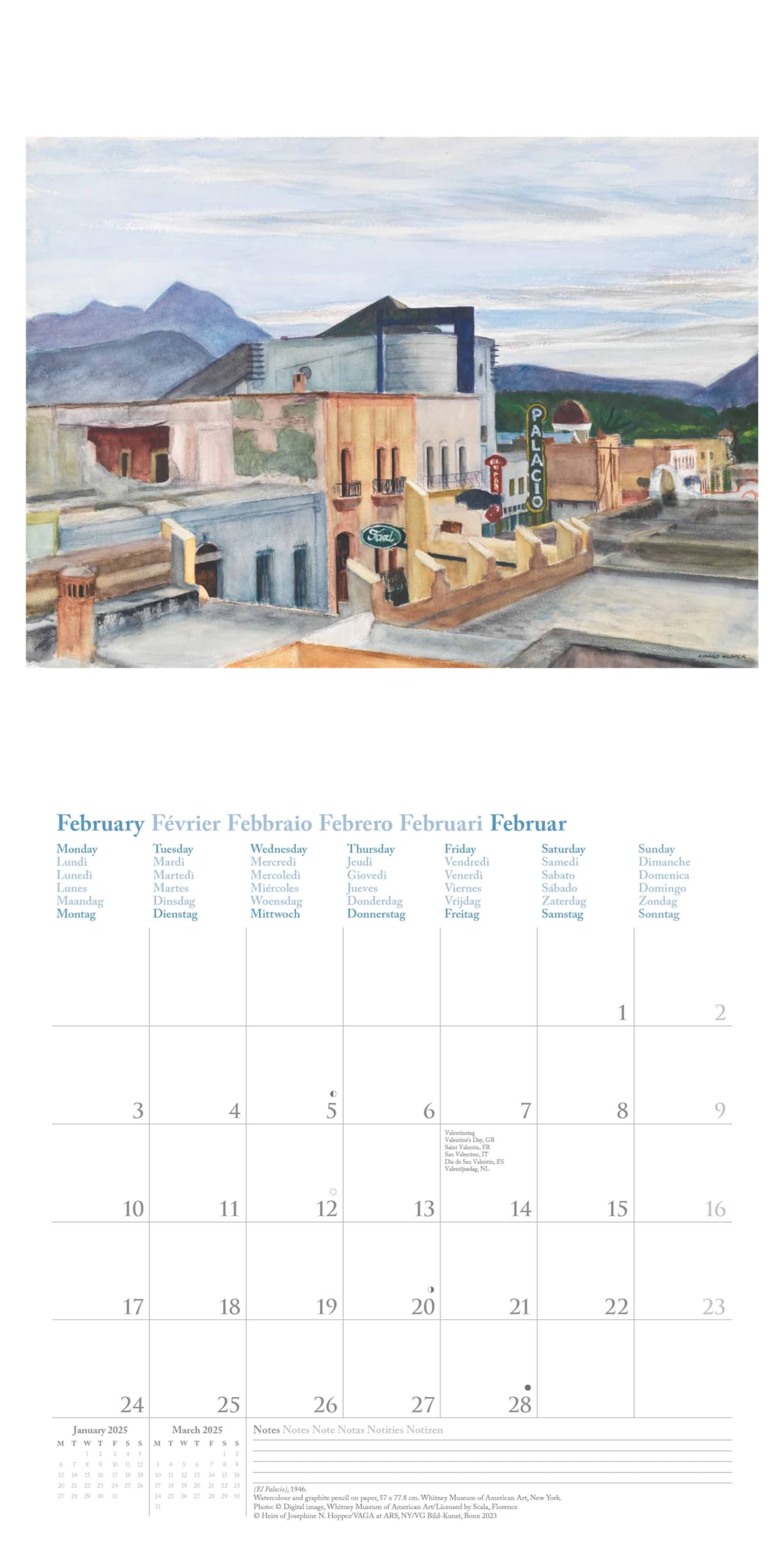 N NEUMANNVERLAGE - Edward Hopper 2025 Broschürenkalender, 30x30cm, Wandkalender mit ausgewählten Werken von Edward Hopper, internationalen Feiertagen und Mondphasen, viel Platz für Notizen