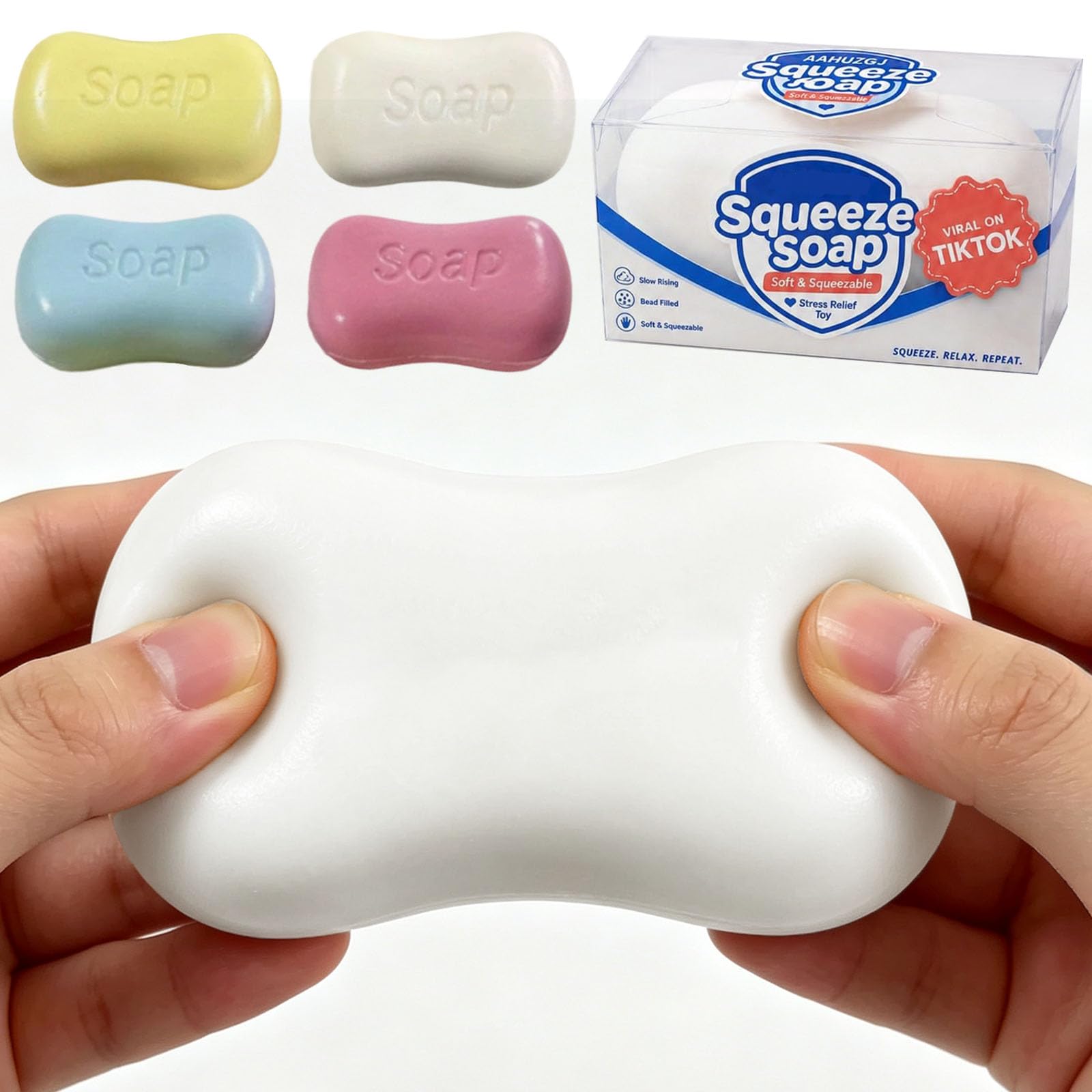 Crunchy Soap Squishy Asmr Stress Ball, Realistic Bar Soap Shape Bead-Filled Crunchy Squishy,Soaps Squeezer Stress Relief Toy,Fidget Toy for Office Desk Anxiety Relief，05#：one-size — image 1