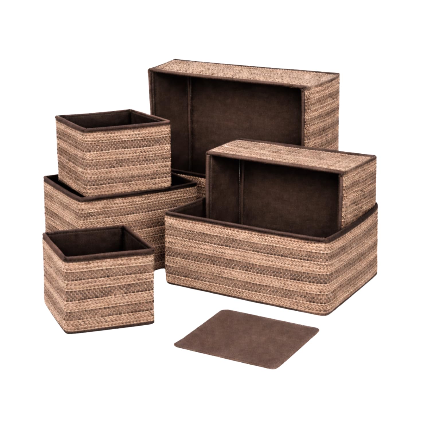DALUCI 6 Piece Foldable Clothing Storage Box Set | Cube Storage Bins and Dividers for Wardrobe Cloth Organizer for Storage Cupboard and Drawer Organizers for Shirts Pants Underwear Bras Socks (Brown)-image-31
