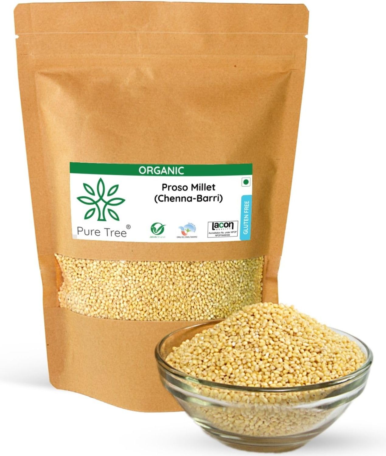 Pure Tree Certified Organic Proso Millet | 900 g | Vari Broom Corn Millet | Barri Unpolished Millets Organic Gluten-Free Proso MIllet High Protein | Chena Millet (B0BN164JZJ) Amazon Price History, Amazon Price Tracker