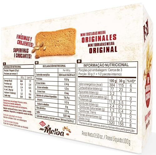 Melba Mini Tostas 100g - Torradinhas finíssimas 100g originais da Holanda - Van der Meulen