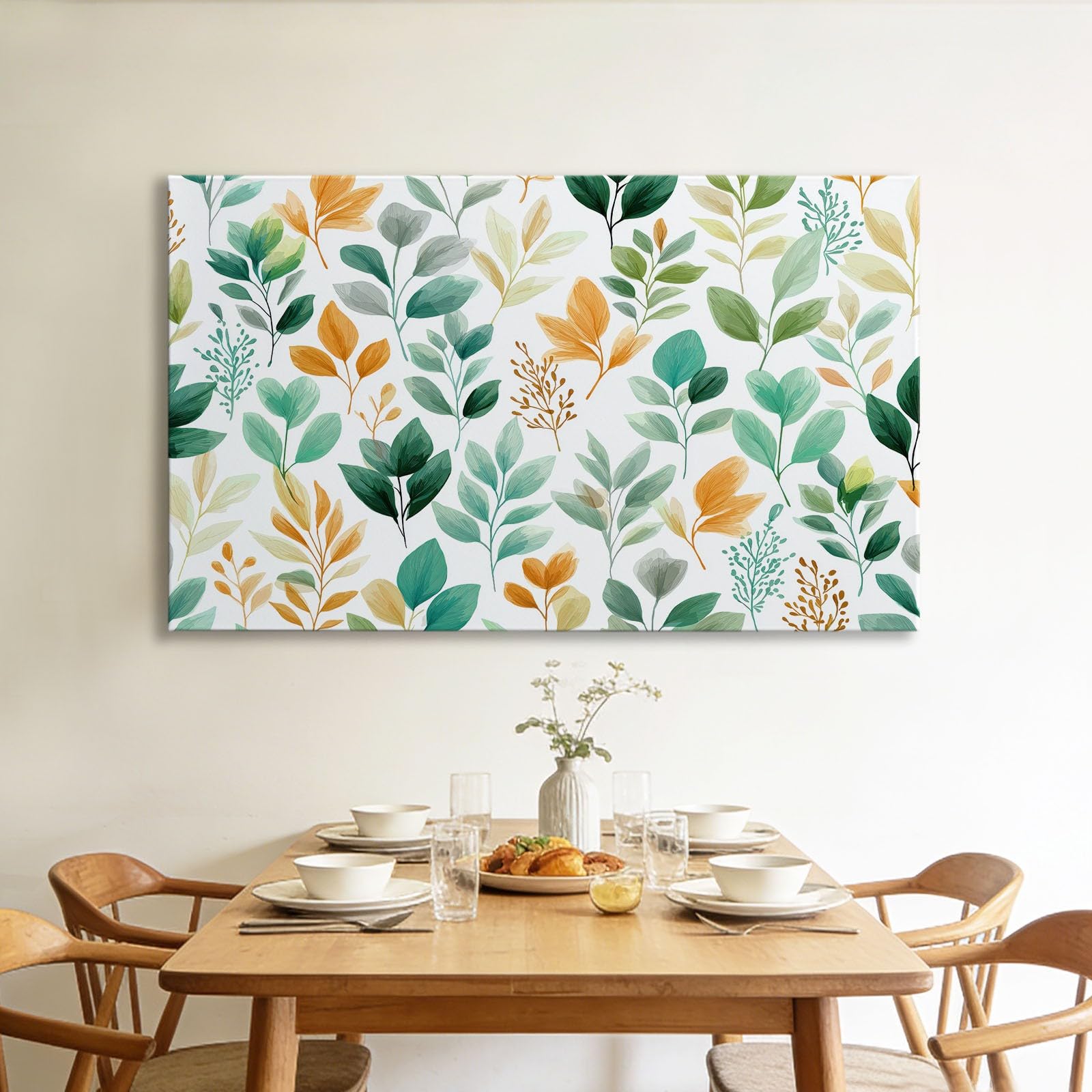 Genérico Lienzo Decorativo con Marco Madera enredaderas frondosas 70x50cm Laminas Cuadro para Pared, Decoracion Habitacion y Salon Dormitorios, Cuadros para Hogar