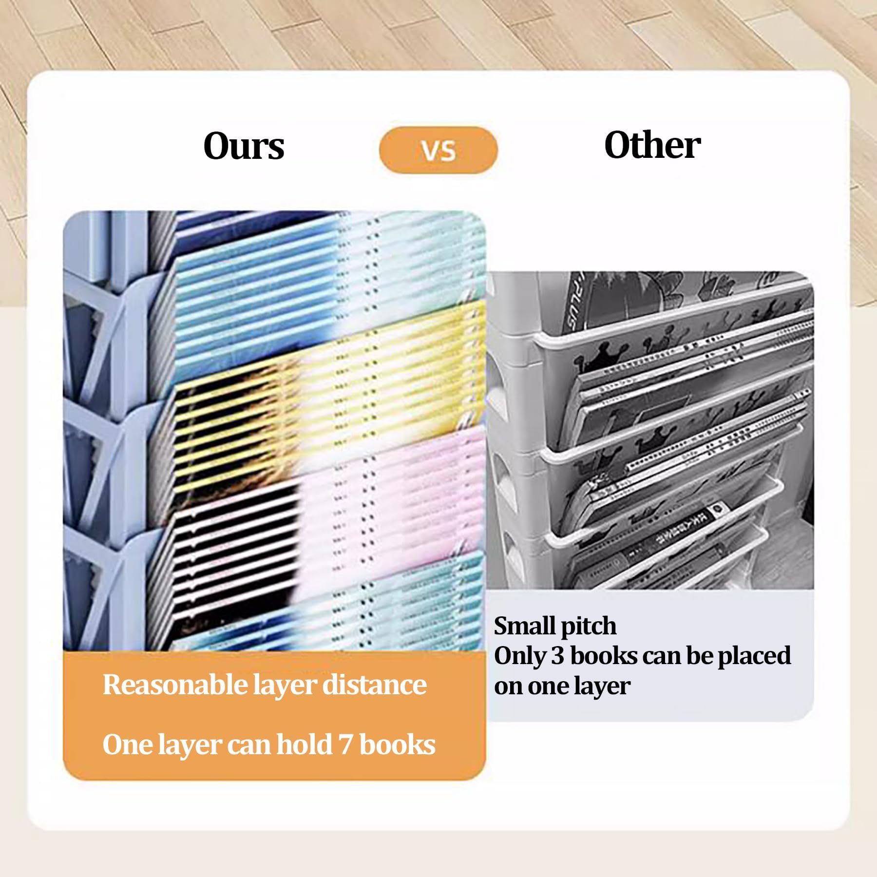 Book cartEstantería móvil con Ruedas Carro para Archivos con Ruedas Carro de Almacenamiento de Utilidad de 5 Niveles para Oficina, Aula, guardería, Biblioteca, Sala de Estar, Azul