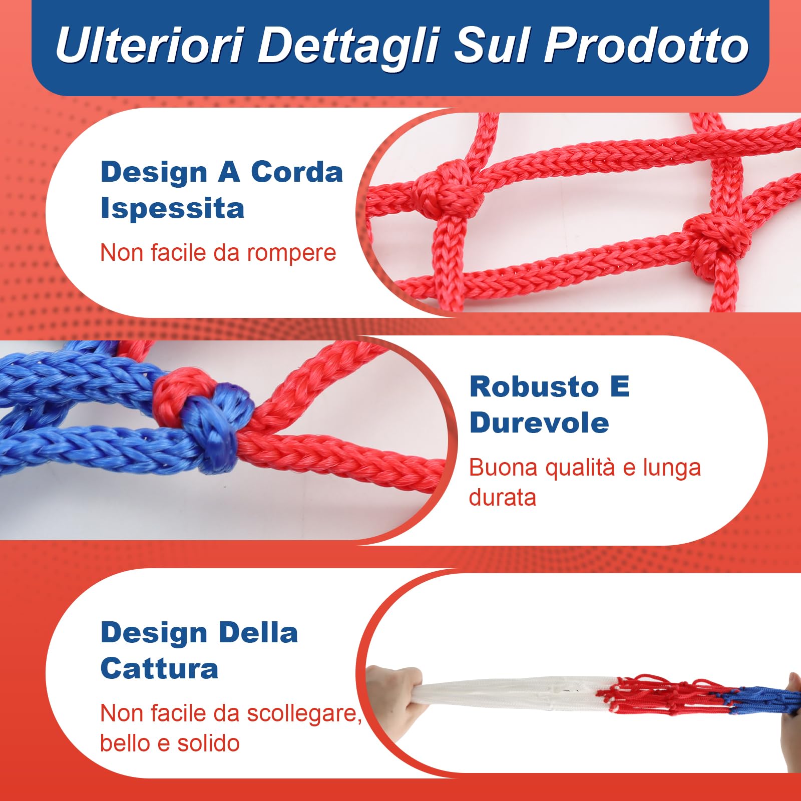 Scettar 5 Pezzi Rete da Basket,4mm Rete Canestro Basket Esterno Rimovibile,Retina Canestro Basket in Nylon,Retina Basket per Campi Scolastici, Basket, Interni ed Esterni
