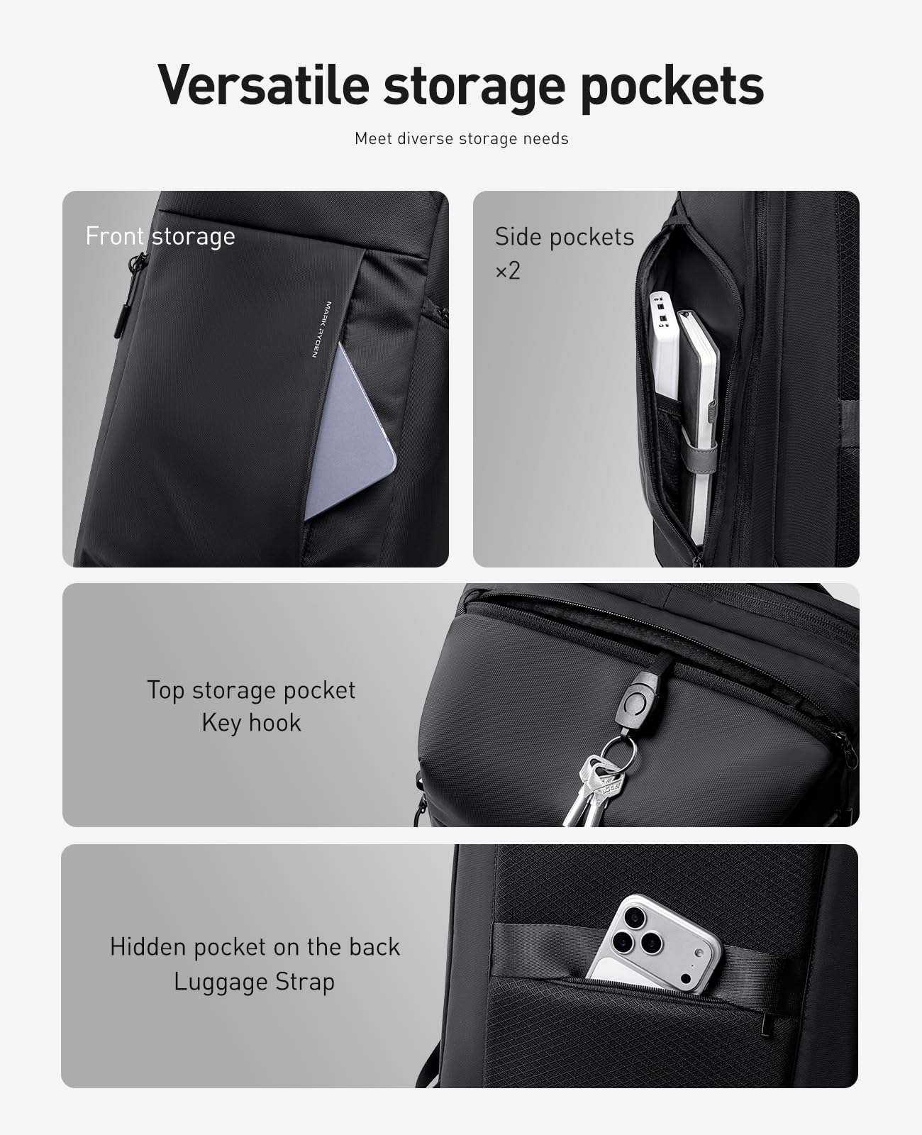 MARK RYDEN ODIN Anti-Diebstahl Rucksack, 32L für Reiserucksack, Handgepäck & Tagesrucksäcke, Arbeitstasche Herren Laptop Rucksack 15 Zoll Business Rucksack Herren
