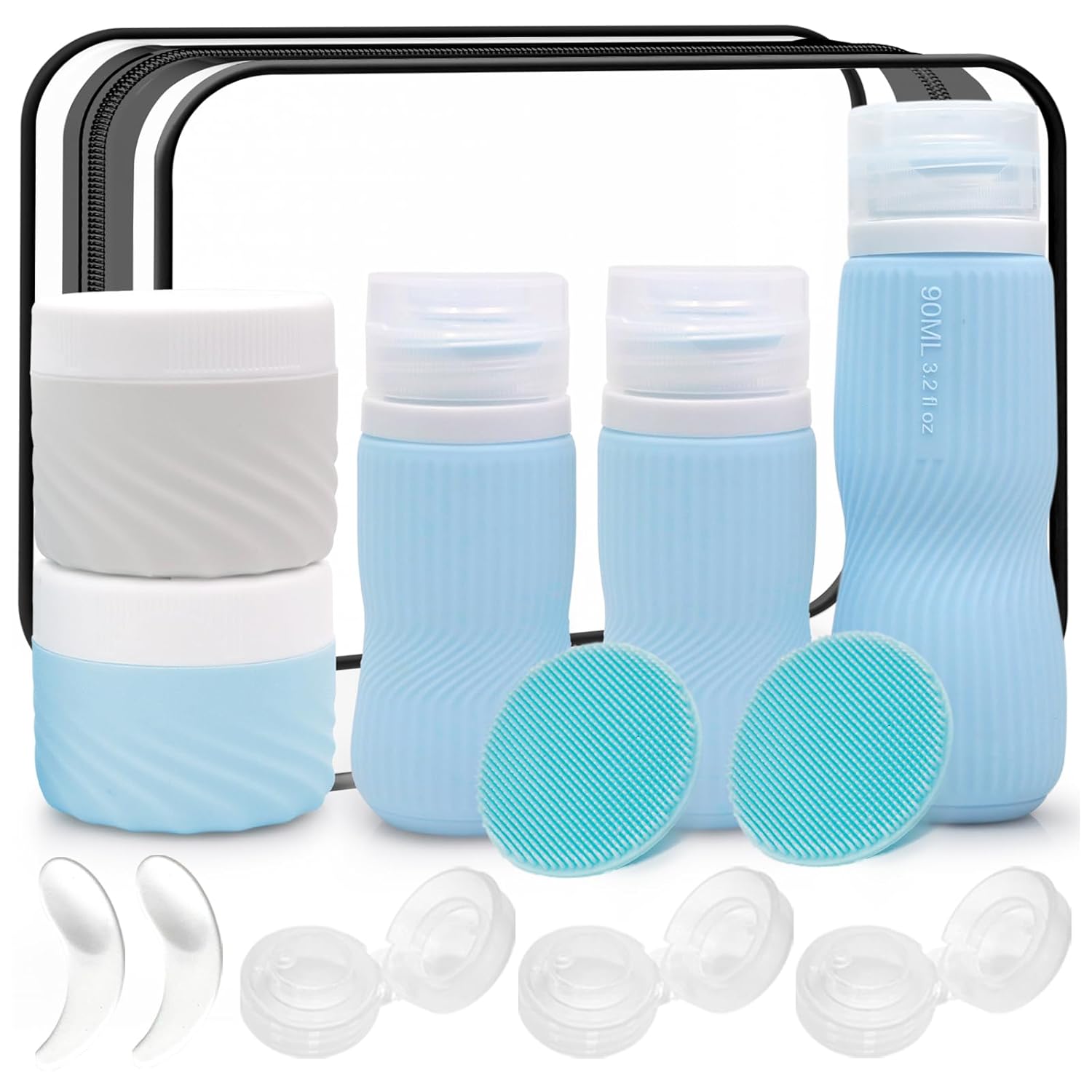 Silicone Travel Bottles 2 3 oz 90 60 40 ml Travel Jars Containers for Toiletries 5 Pack Lotion Liquid Creams Leak Proof TSA Approved Traveling Set Shampoo Body Wash Gel Makeup Skincare Men Women Wave Silicone Travel Bottles 2 3 oz 90 60 40 ml Travel Jars Containers for Toiletries 5 Pack Lotion Liquid Creams Leak Proof TSA Approved Traveling Set Shampoo Body Wash Gel Makeup Skincare Men Women Wave