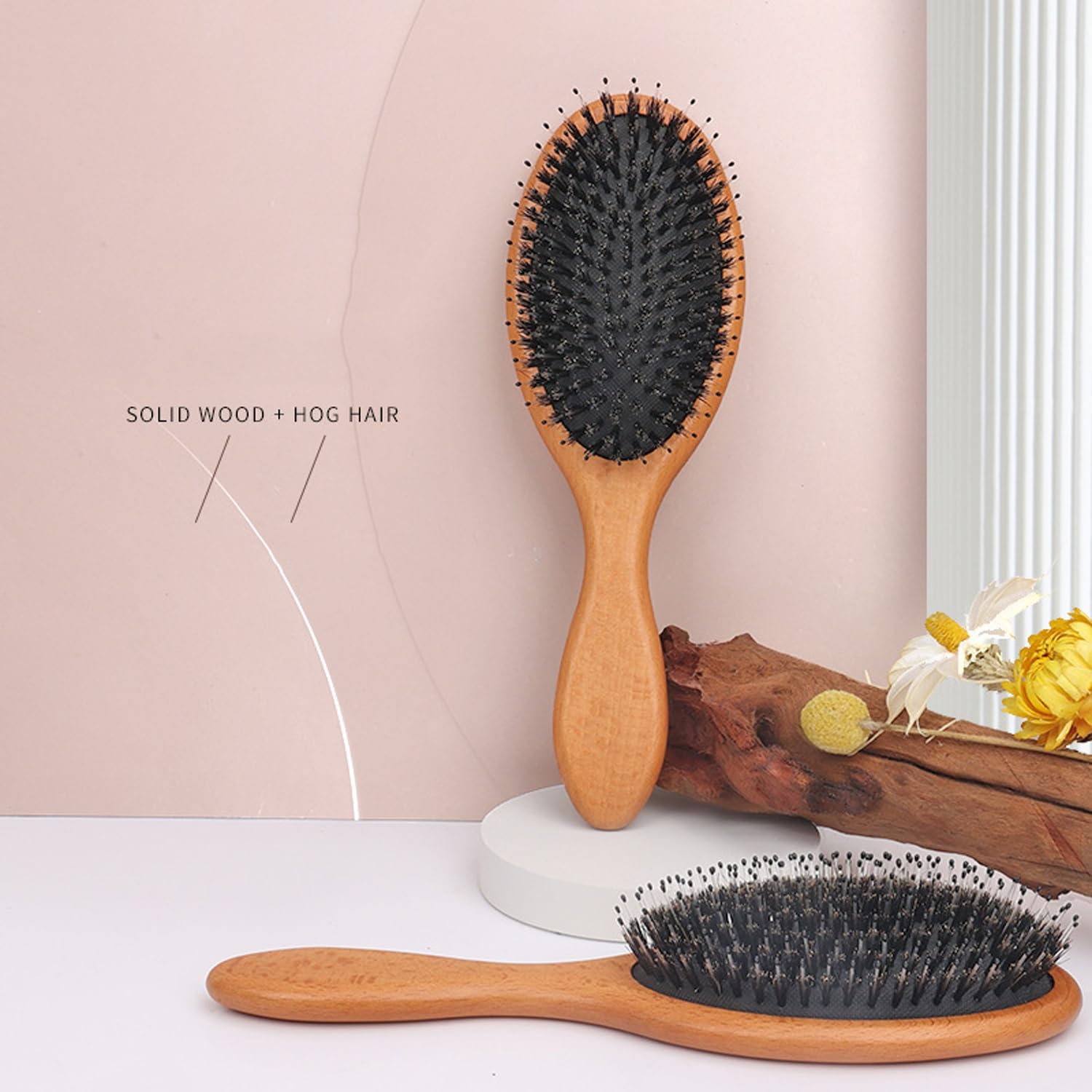 Cepillo para el Cabello con Peine de Masaje, Cepillo antiestático para desenredar cerdas de jabalí, no más cepillos para el Cabello enredado para Cabello Natural Largo, Grueso, Fino y Rizado
