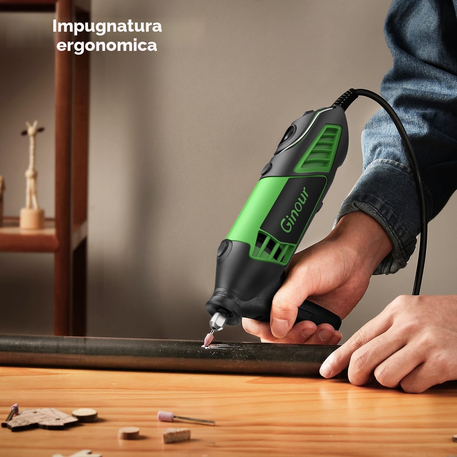 Ginour Strumento Multifunzione 200W Utensile Rotante Kit 135 Accessori 6 Velocità Variabile 8000-35000RPM Utensili Multifunzione con Mandrino Senza Chiave