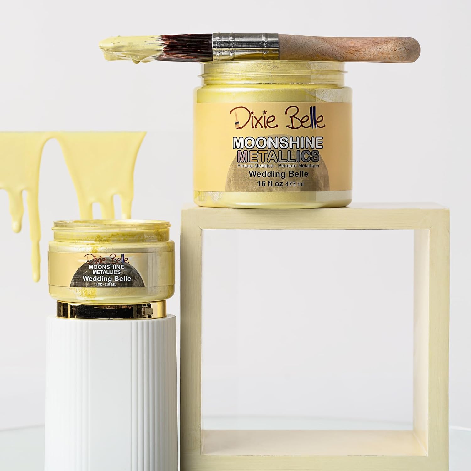 Dixie Belle Moonshine Metallics | Wedding Belle (4oz) | Water-Based Shiny Chalk Mineral Paint | Metallic DIY Furniture Paint