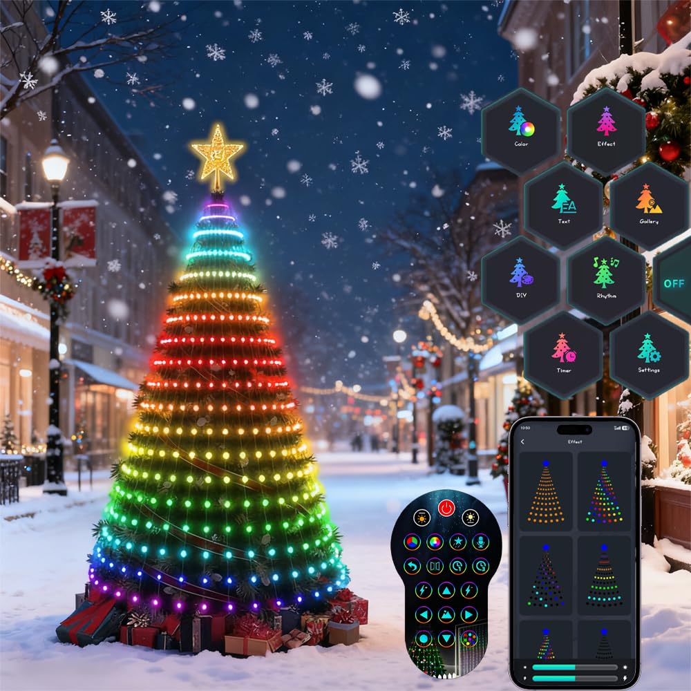 Guirlande lumineuse pour sapin de Noël - 400 LED - Étanche IP65 - Éclairage de Noël - Contrôle par application - Port USB - Éclairage de Noël