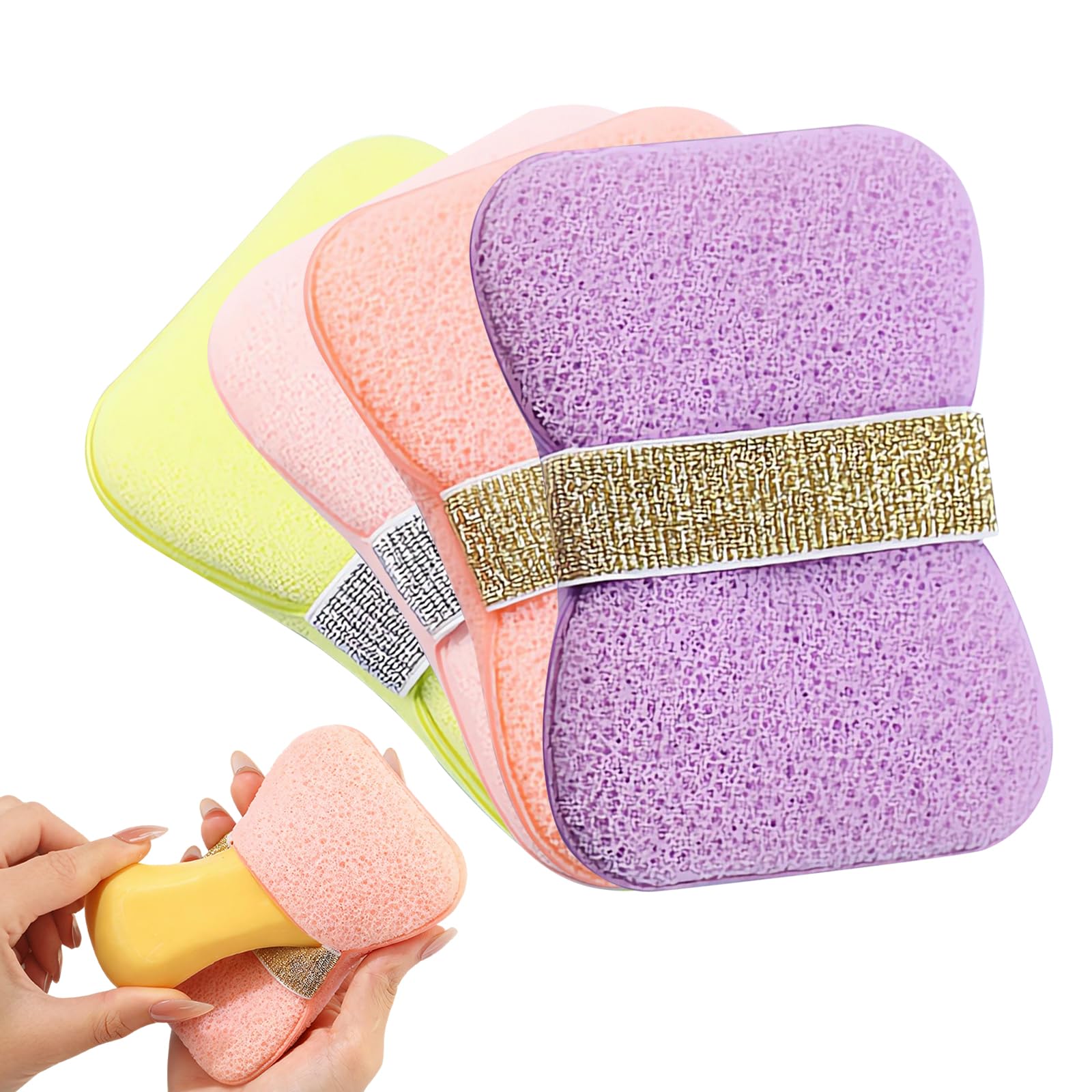 Cxqbsmy 4 Stück Seifensäckchen mit unterschiedlicher Rauheit, Sanfte Peeling-Oberfläche,Peeling-Seifenbeutel für Körperwäsche, schäumender Seifenhalter für Dusche, Badebeutel mit Henkel für Dusche