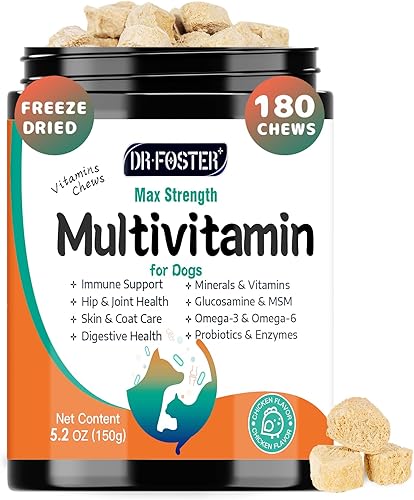 Multivitamínico para perros, vitaminas y suplementos para perros, multivitamínico para perros con glucosamina, probióticos y Omega 3 para