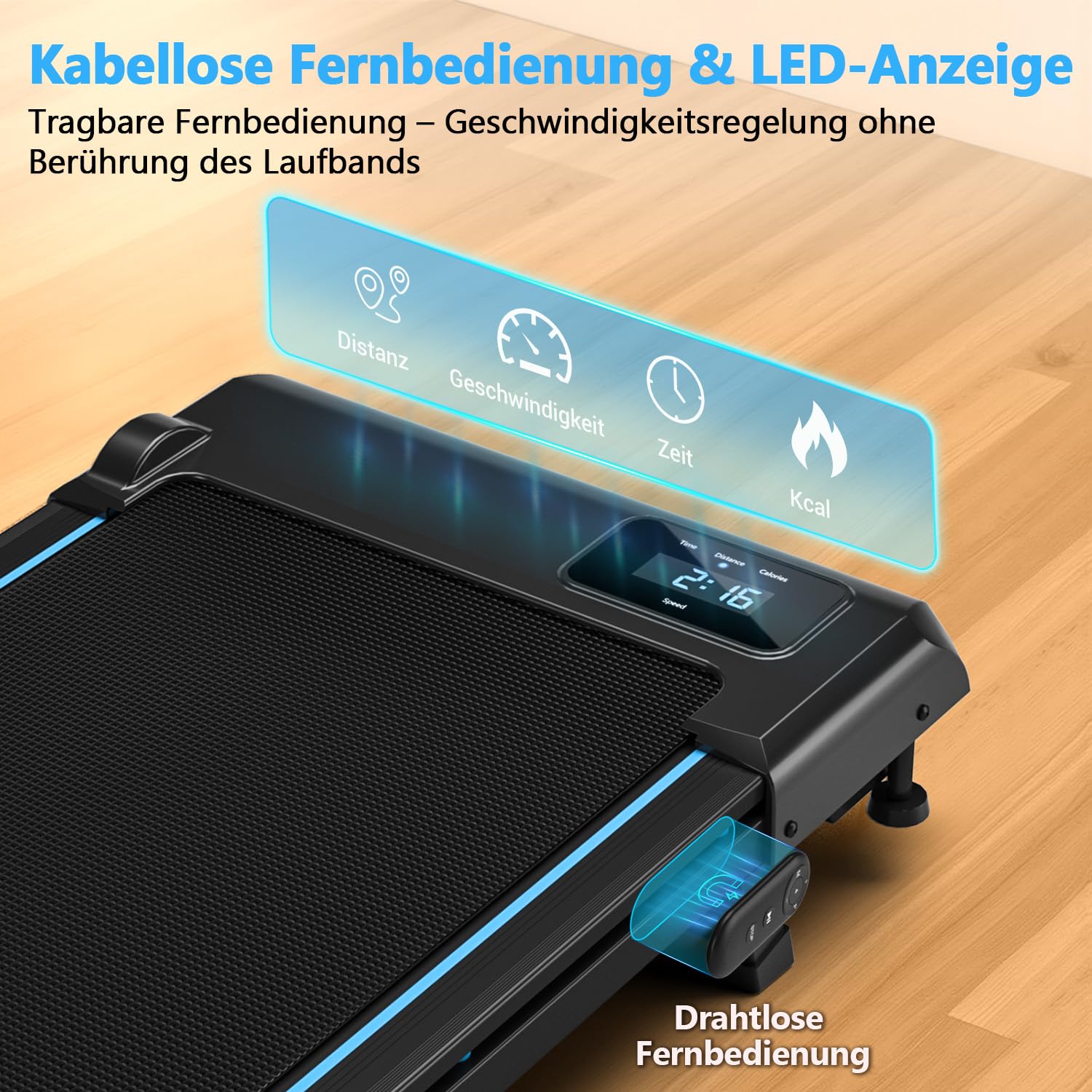 Walking Pad, 4 in 1 Laufband für Zuhause mit 9% Steigung, 1-10 km/h Walking Machine mit LED-Anzeige, Fernbedienung, 2,75HP Tragbares Laufband, Bis 150kg Belastbar, Keine Montage Erforderlich