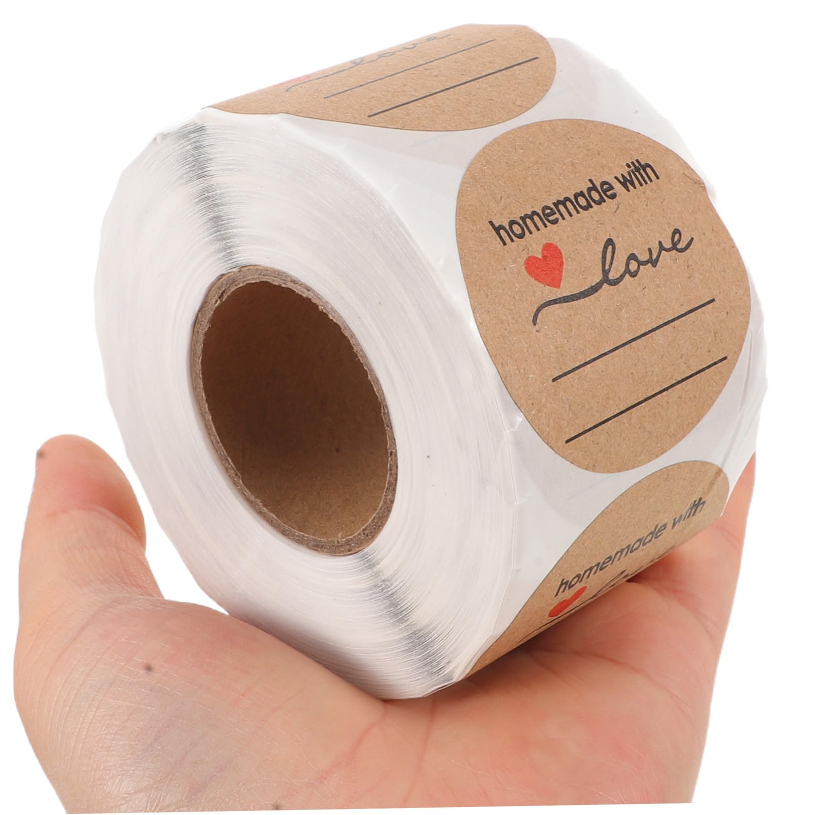 PLAFOPE 3 Pezzi Etichette Rotonde Kraft Adesive su Rotolo Kraft con Forte per Sigillare Buste e Barattoli Etichette Bianche Scrivibili Mano per Organizzazione e Regali