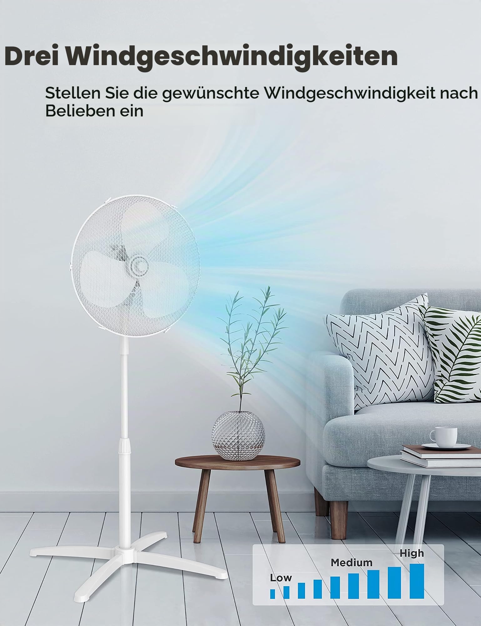 ALL SHOP - Midea FS40-20M Stand Fan 3000 verstellbarer Ventilator D.40 cm