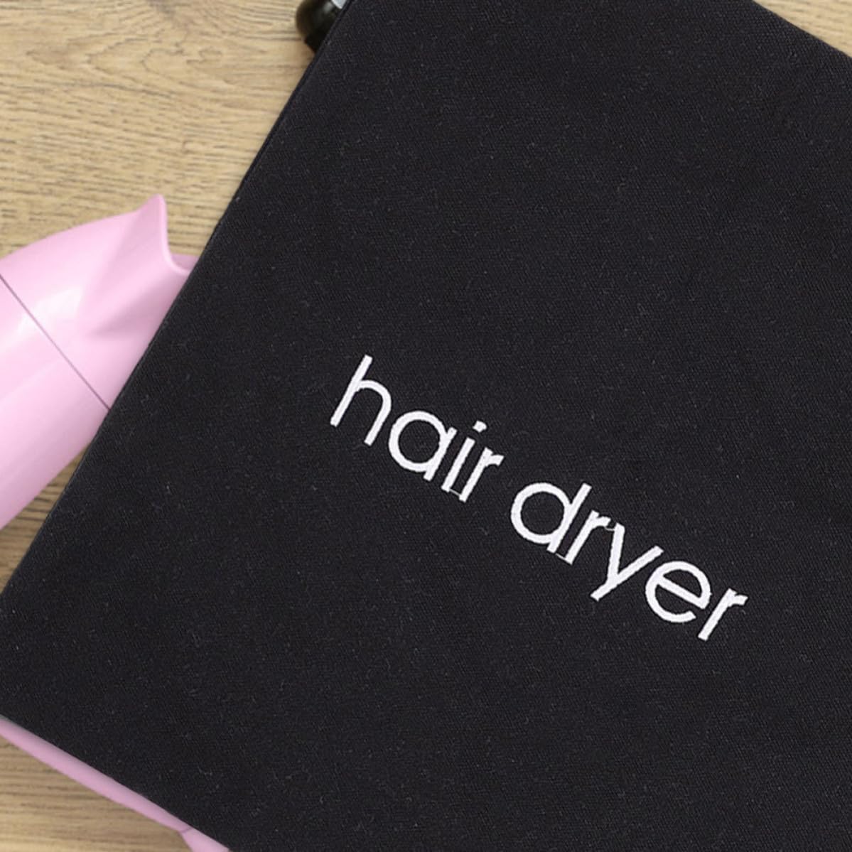 4pcs Embroidered Canvas Drawstring Hair Dryer Storage Bag for Travel