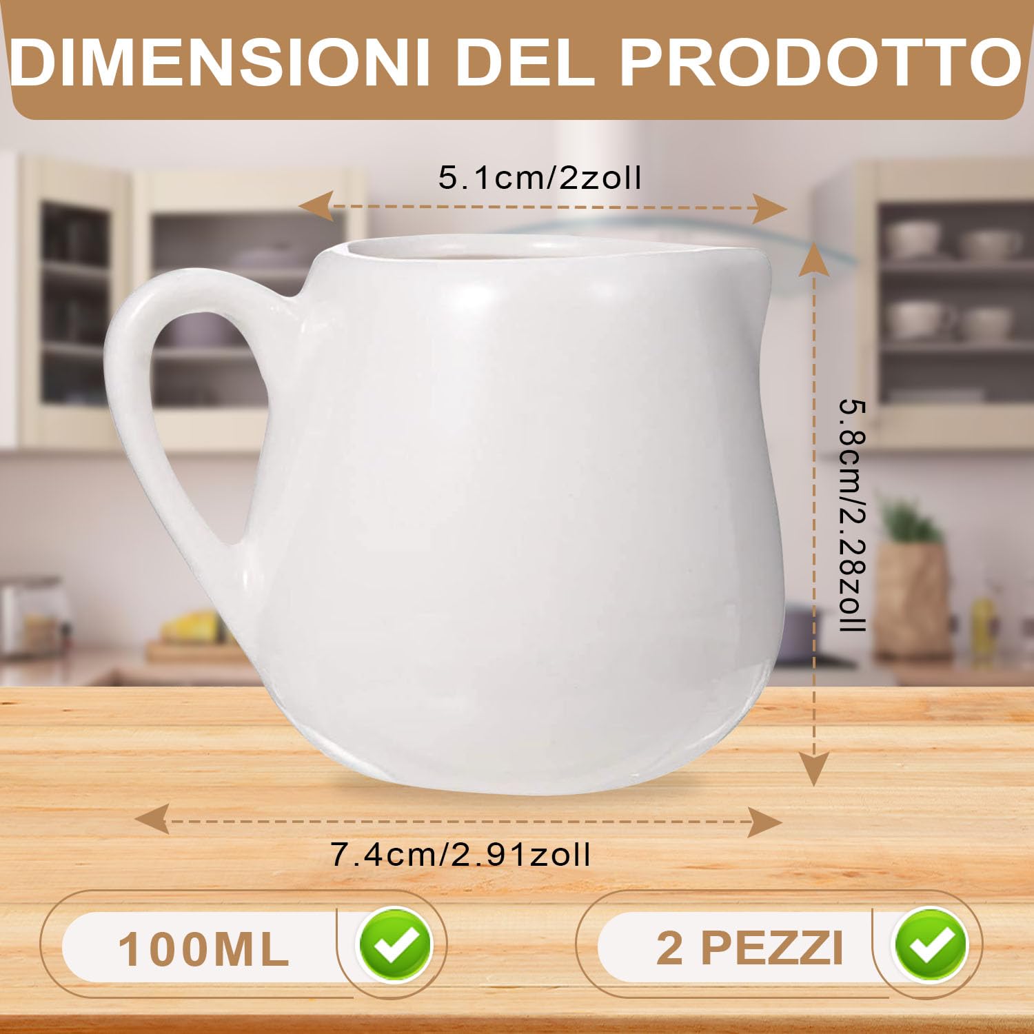 TOPBATHY Brocche per Salse in Ceramica 100ml con Manico, Mini Lattiera Creativa Bianca, Contenitori per Salsa Leggeri, per Casa, Bar e Ristoranti – Set da 3 Pezzi