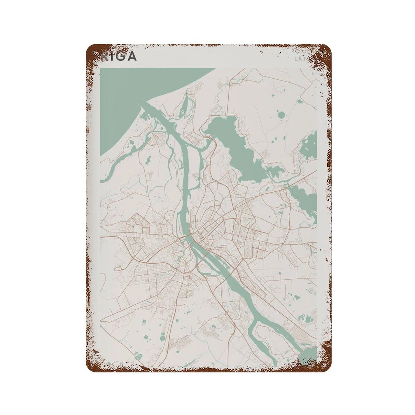 xiaoxiaoshen Riga Map Latvia Travel Gift Farmhouse Wall Decor Art Metal Tin Poster Modern Home Decor Art Home Bar Shop Decorations Vintage Sign 40x30cm