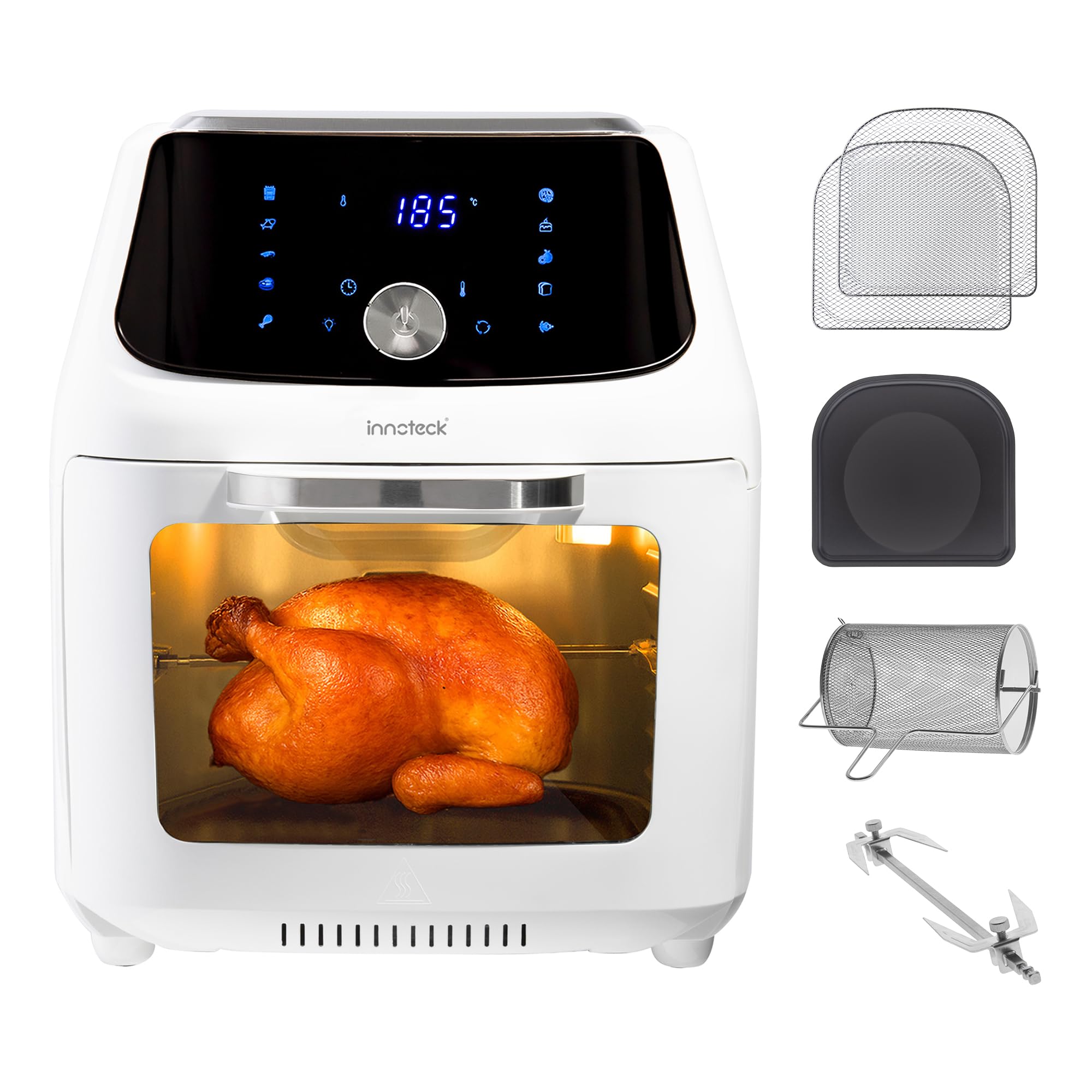 Innoteck 16L Digital Air Fryer Oven with Rotisserie, 10 Presets, Energy Saving Smart modes for Air Frying, Roasting, Baking, Dehydrating & Reheating, Compact Family Size, Touchscreen – White — image 1