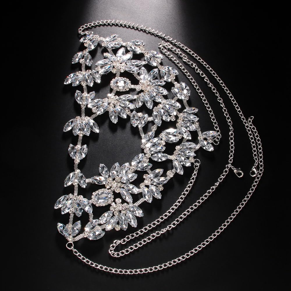STONEFANS Rhinestone Masquerade Mask Full Face Jewelry for Women Mardi Gras Mask Crystal Face Chain Jewelry