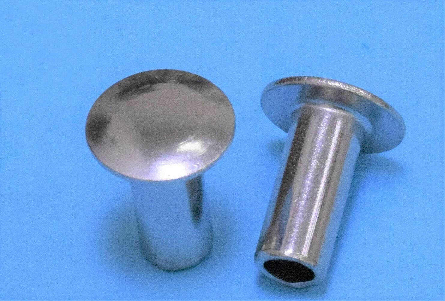 100pcs Steel Zinc Oval Head Semi-Tubular Rivets - 1/8