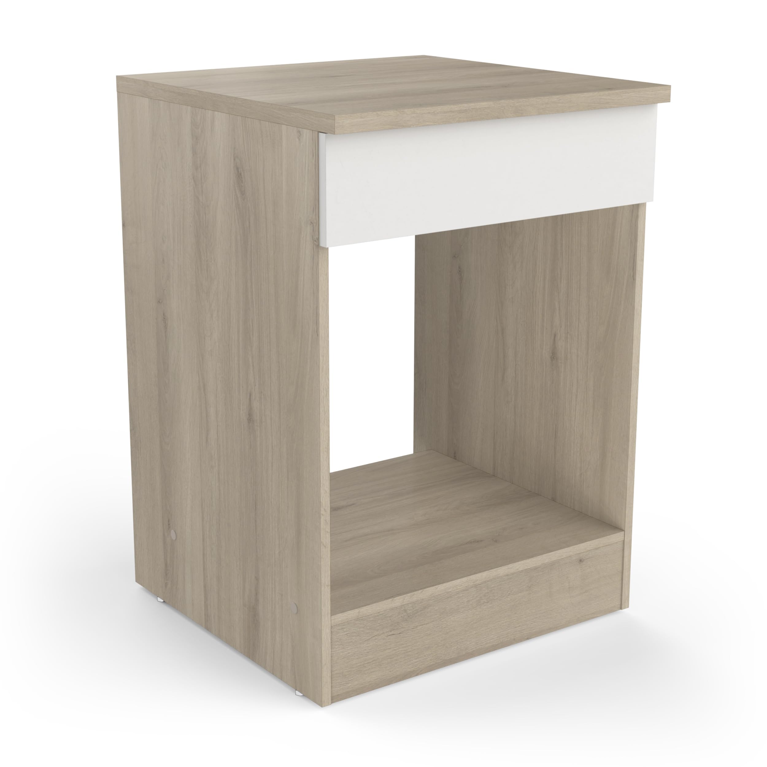 Meuble Four Encastrable Avec Plan De Travail - Cuisine Complete ‟ORIGAN”- Coloris Chêne Clair & Blanc Mat - 60 x 60 x 85 cm