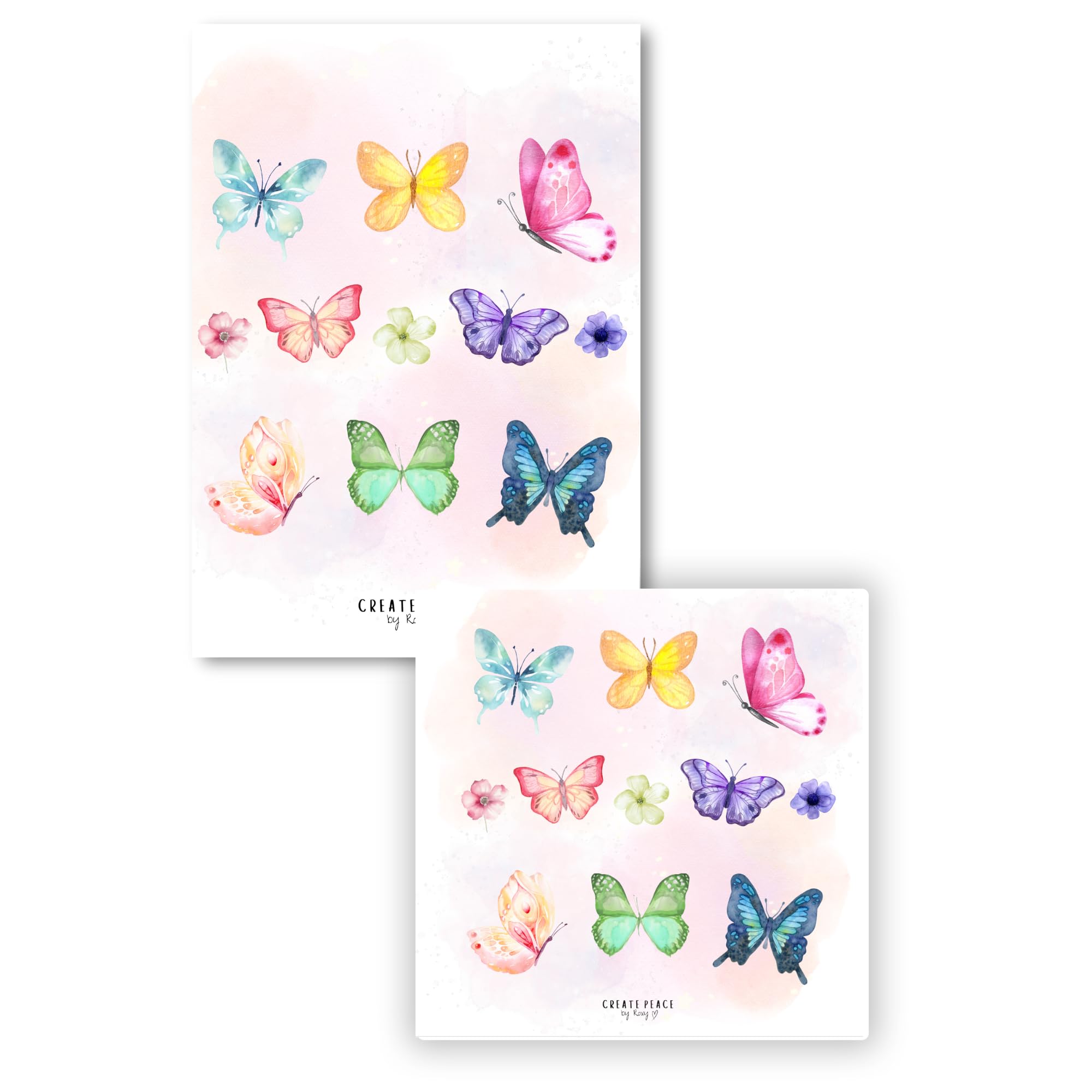 Set of 2 Laminated Colouring Book Page Protectors. Stops Bleed Through. Free Alcohol Cleaning Wipes Included! (Butterflies) — image 1