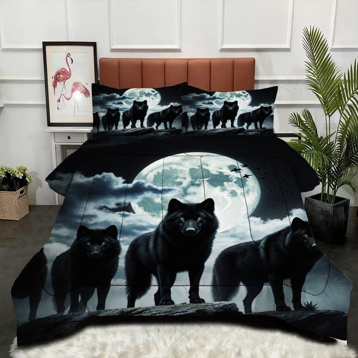 Couette 240 x 260 cm loup lavable en machine pour éliminer la poussière