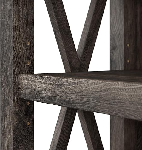 Miniatura 8 de Bush Furniture Key West Estantería  Estantería abierta en nogal gris oscuro  Armario de exhibición de granja para biblioteca, dormitorio, sala de