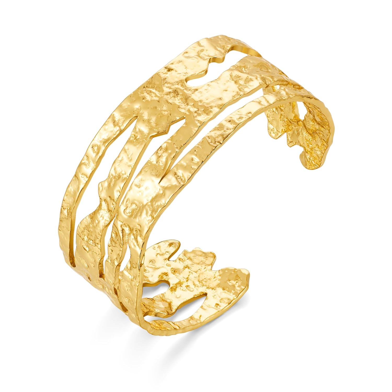 Chunky Gold Cuff Bracelet for Women Bold Hammered Cuff Bracelet Gold Statement Bangle Bracelets Adjustable Irregular Bracelets