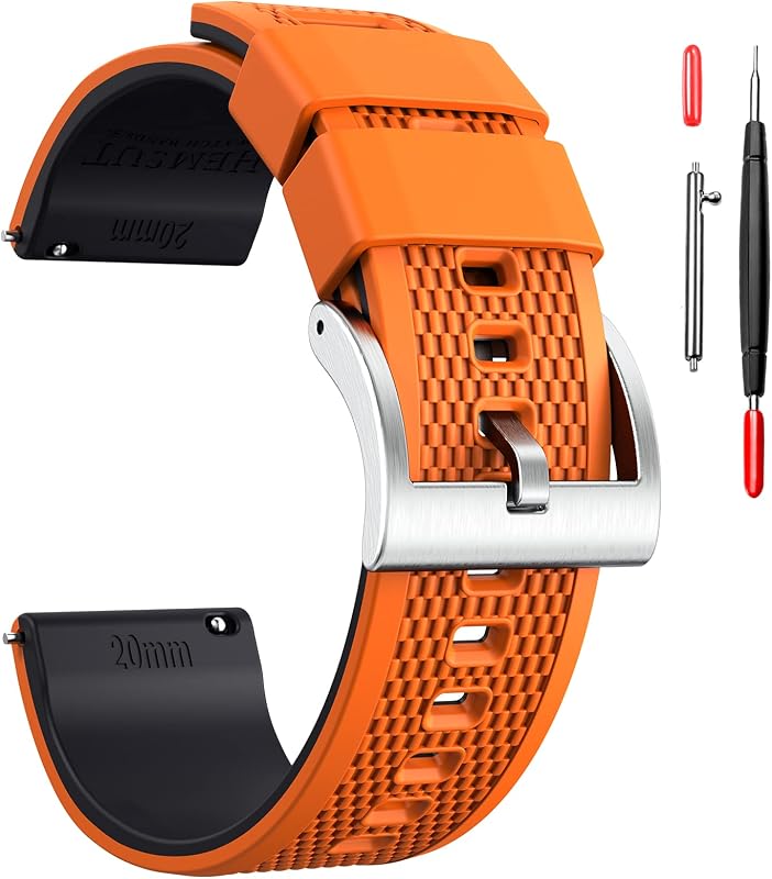 Hemsut Silicone Watch Bands, 18mm 20mm 22mm Quick Release Rubber Watch Strap for Men Women Soft Replacement, 10 Colors for Choose
