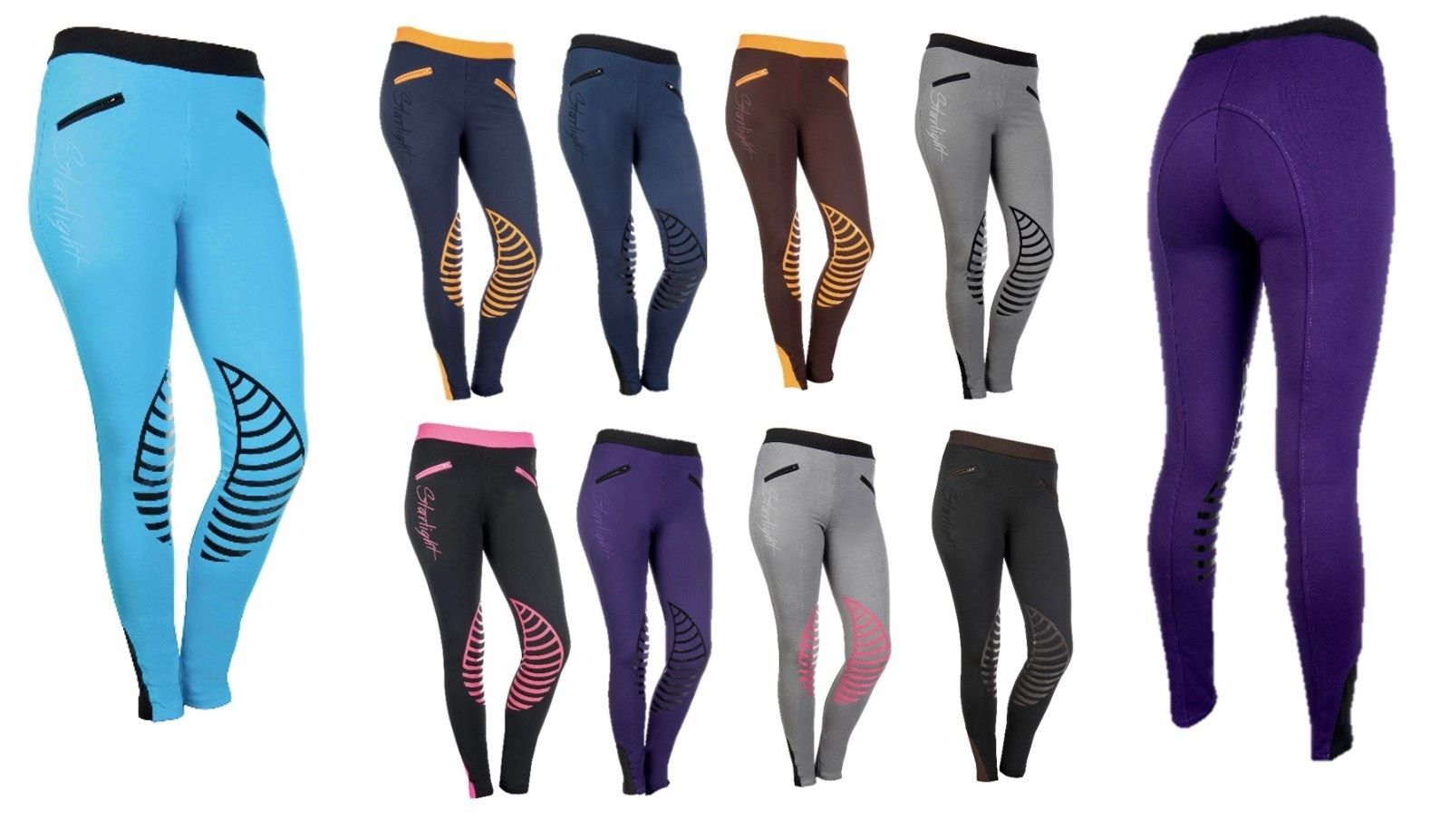 HKM Women's Reitleggings Starlight Breeches, Multicoloured (türkis/Schwarz), 158/164