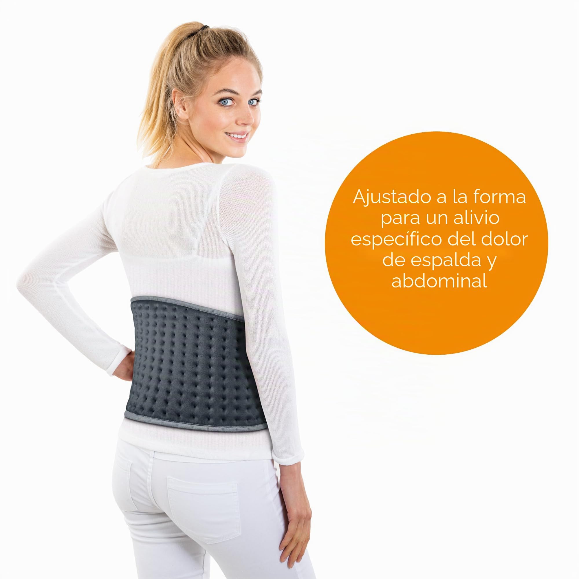 Beurer HK 49 Cosy Almohadilla eléctrica, para uso en abdomen y espalda, con banda elástica y cierre de velcro, desconexión automática, lavable a máquina, gris