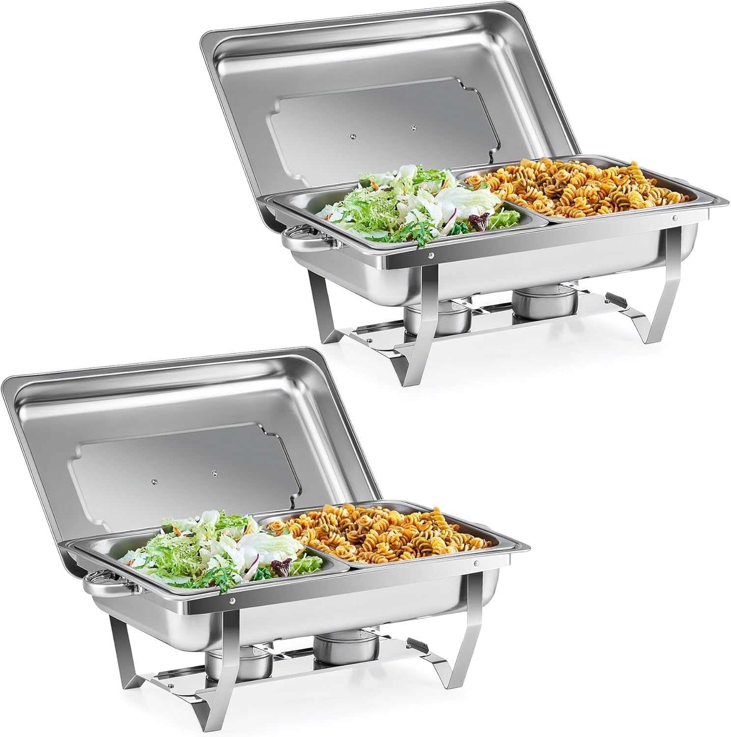 9L Acciaio Inox Rettangolari Catering Server, Chafing Dish Catering Buffet Set, Anti Scaldabagno Buffet Scaldabagno Scaldabagni, per Party, Feste, Matrimoni, Banchett, Argento