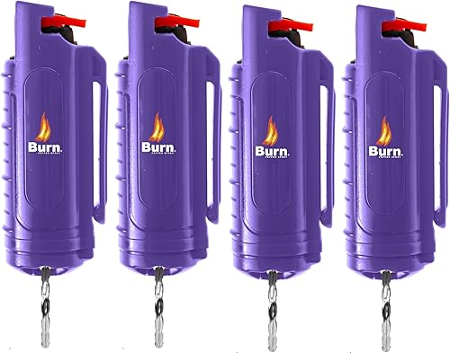 Burn Llavero de spray de pimienta para mujeres y hombres de autodefensa, fuerza máxima de 1/2 oz, estuche de clip para cinturón de seguridad
