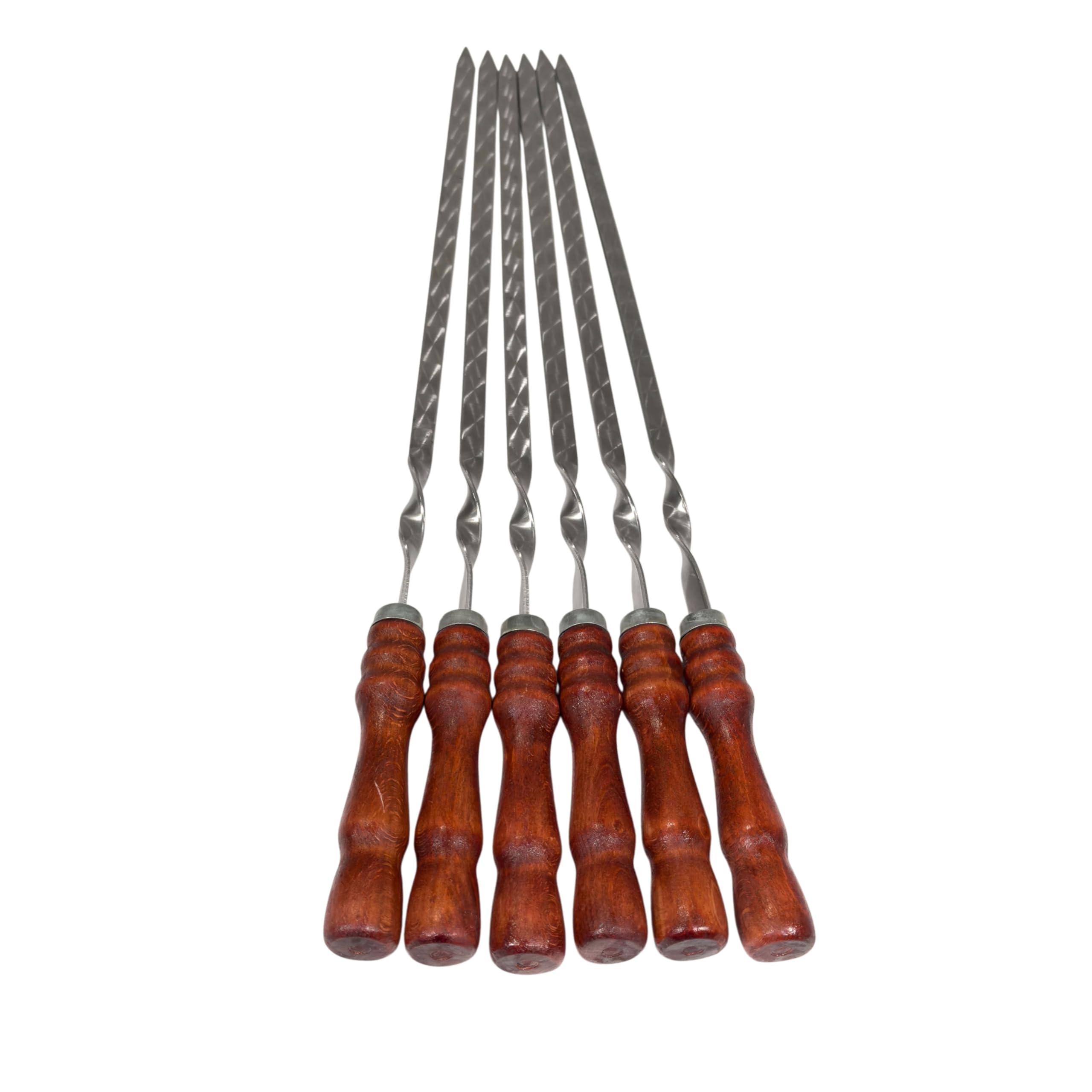 Set mit 10 Schaschlikspieße aus Edelstahl – 62 cm lange Grillspieße mit Holzgriff, rostfrei & stabil, wiederverwendbar, BBQ Spießset für Holzkohlegrill, Kebab, Gemüse & Fleisch