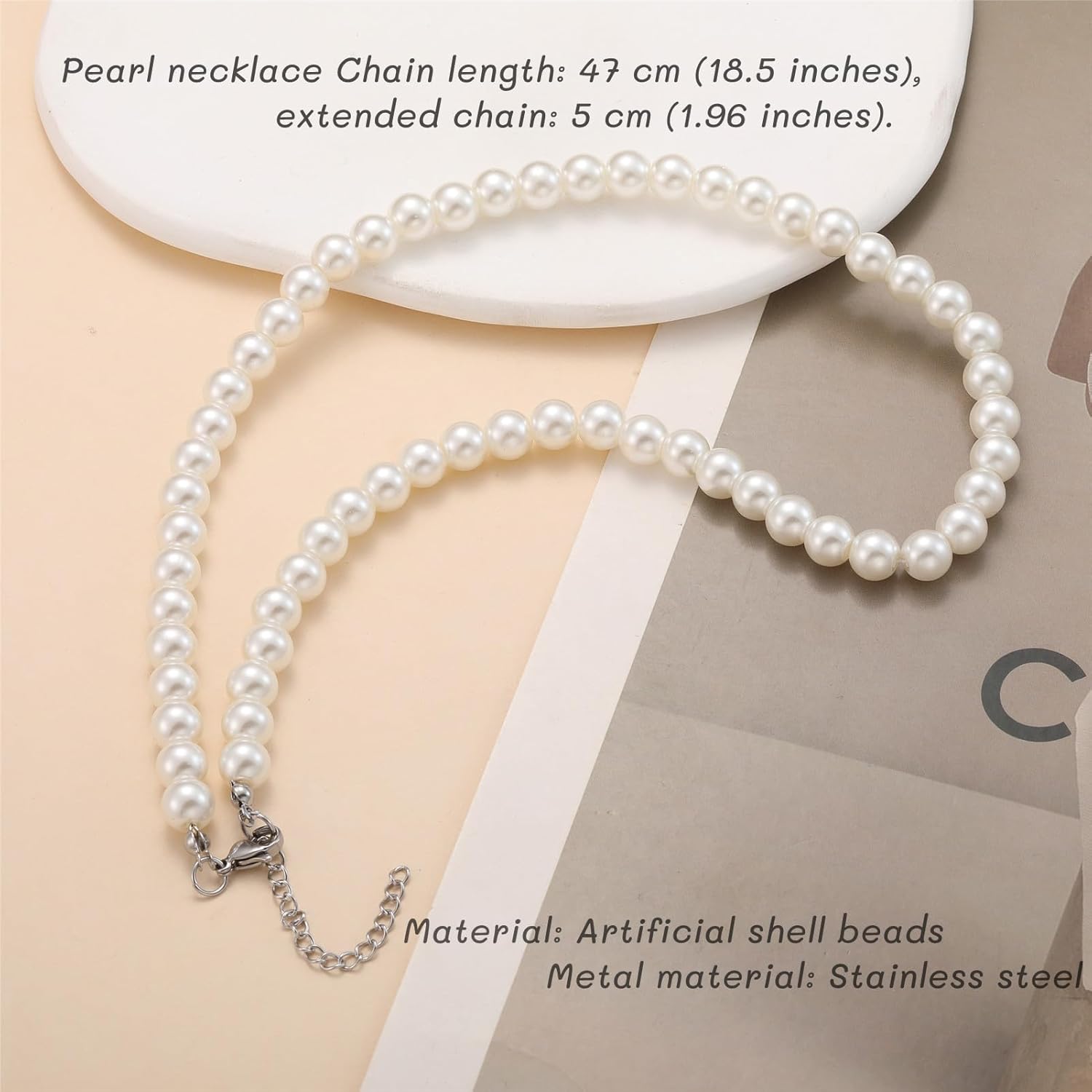 la luen Pearl Bride Wedding Jewelry Set Faux Pearls Crystal Rhinestone Necklace Earrings Bracelet Sets for Women Bridesmaid(3 PCS) - Image 7