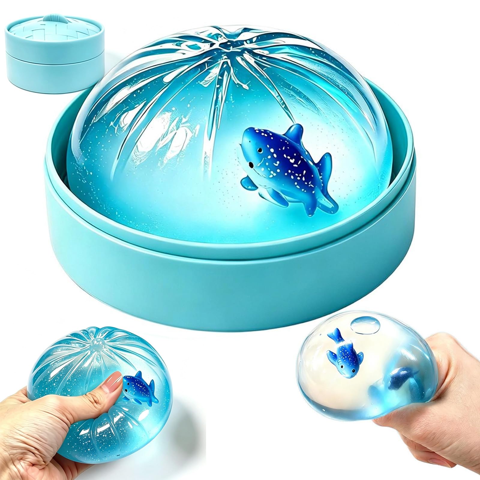 Mystery Halloween Ghost Dumpling Squishy, Glitter Squishy Dumpling Toy with Mystery Box, Dough Ball Stress Relief Sensory Toys for Adults Kids Birthday Party Favor (LB, A)