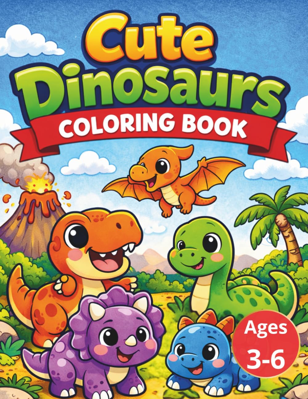 Cute Dinosaurs Coloring Book: Fun & Easy Coloring Pages with Adorable Dinosaurs for Kids Ages 3–6 (Cute Animals Coloring Books for Kids)